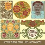 复古矢量标签与装饰图案