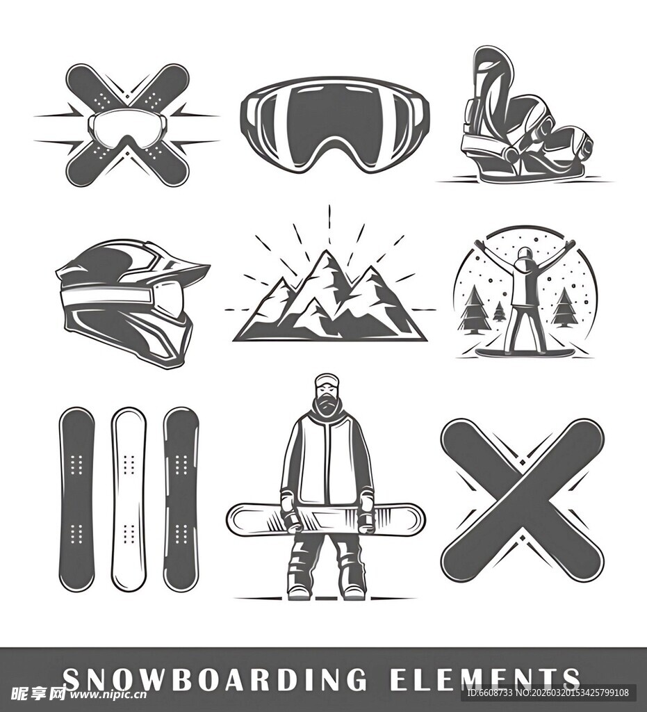 滑雪运动元素集合