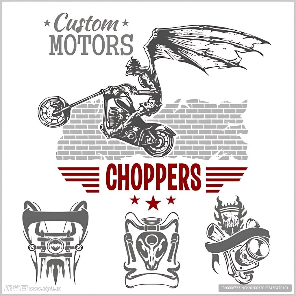 复古摩托车主题图案设计