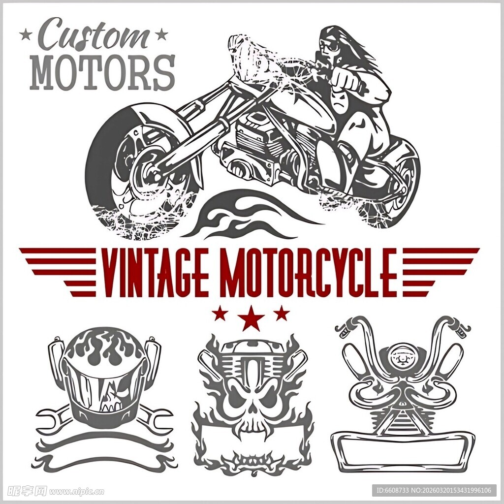 复古摩托车标志设计元素