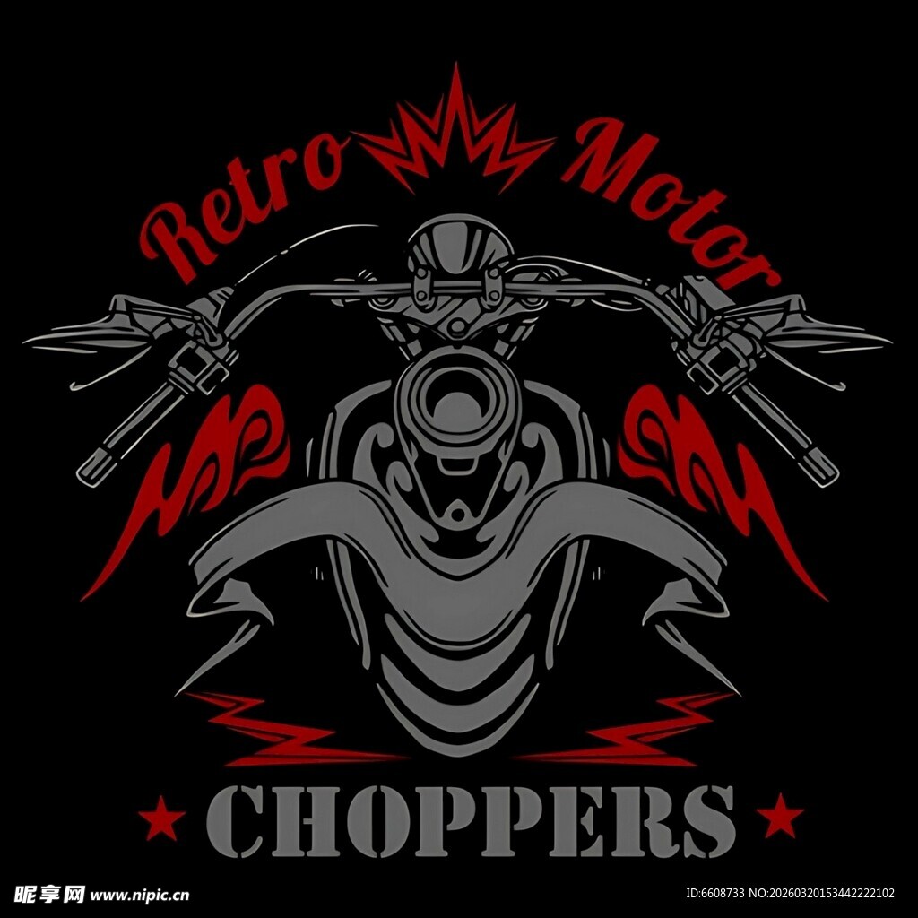 复古摩托车骷髅标志图案