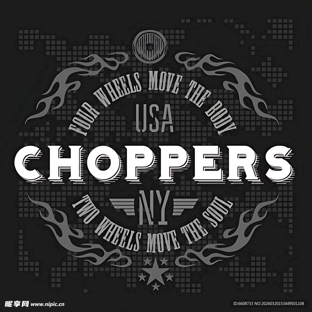 美国风格改装摩托车标志