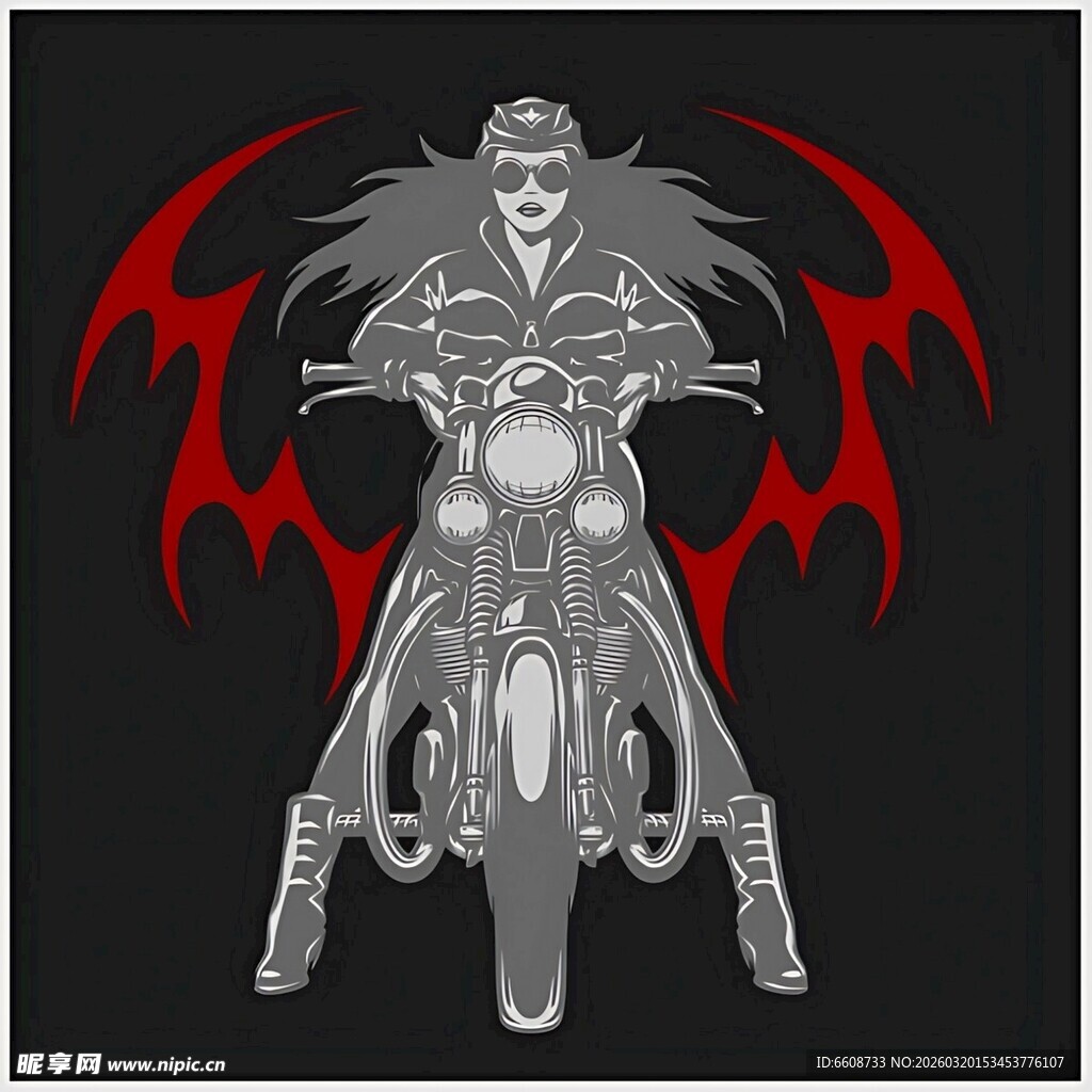 骑摩托的酷炫暗黑风人物