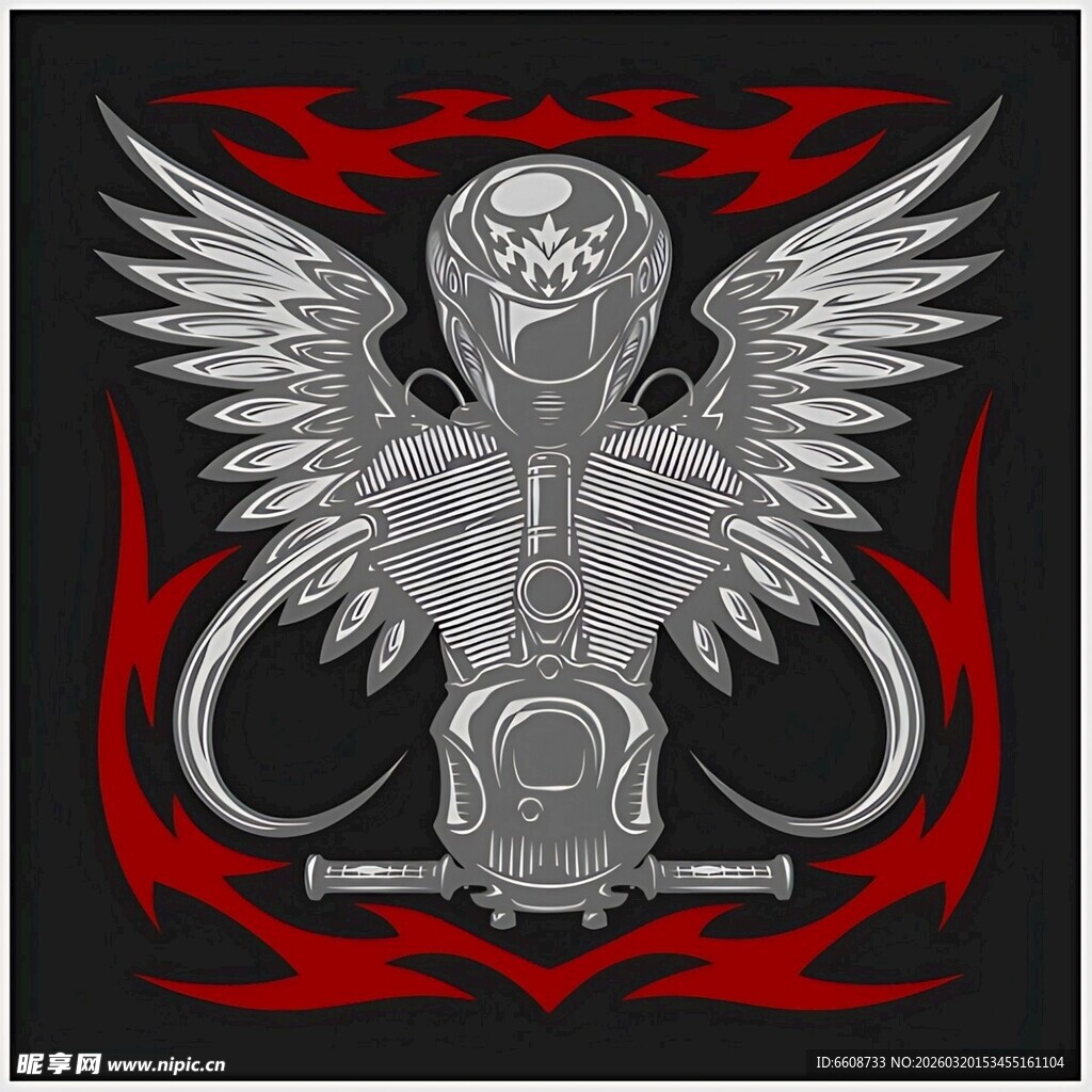暗黑骷髅带翼图案设计