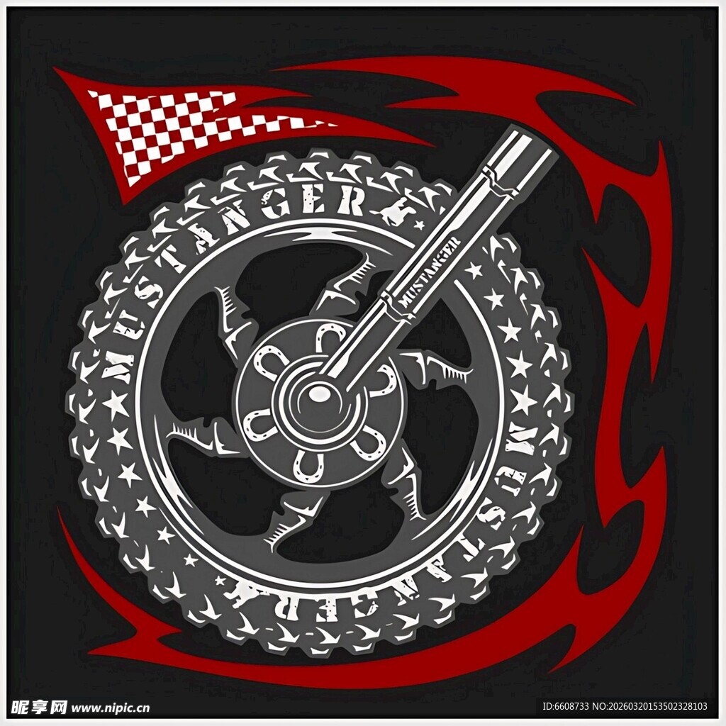 摩托车轮与个性装饰图案