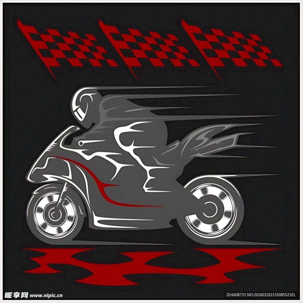 摩托车手飞速驰骋瞬间