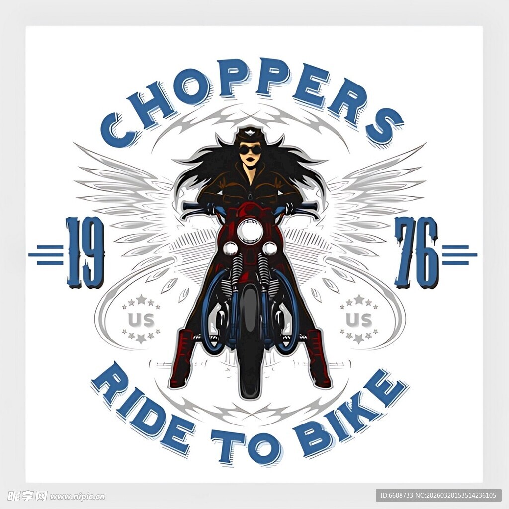 复古摩托车骑行主题图案