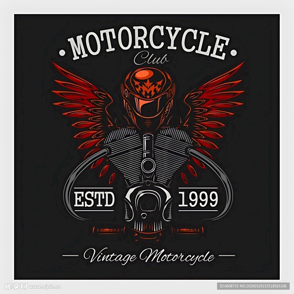 复古摩托车主题个性T恤图案