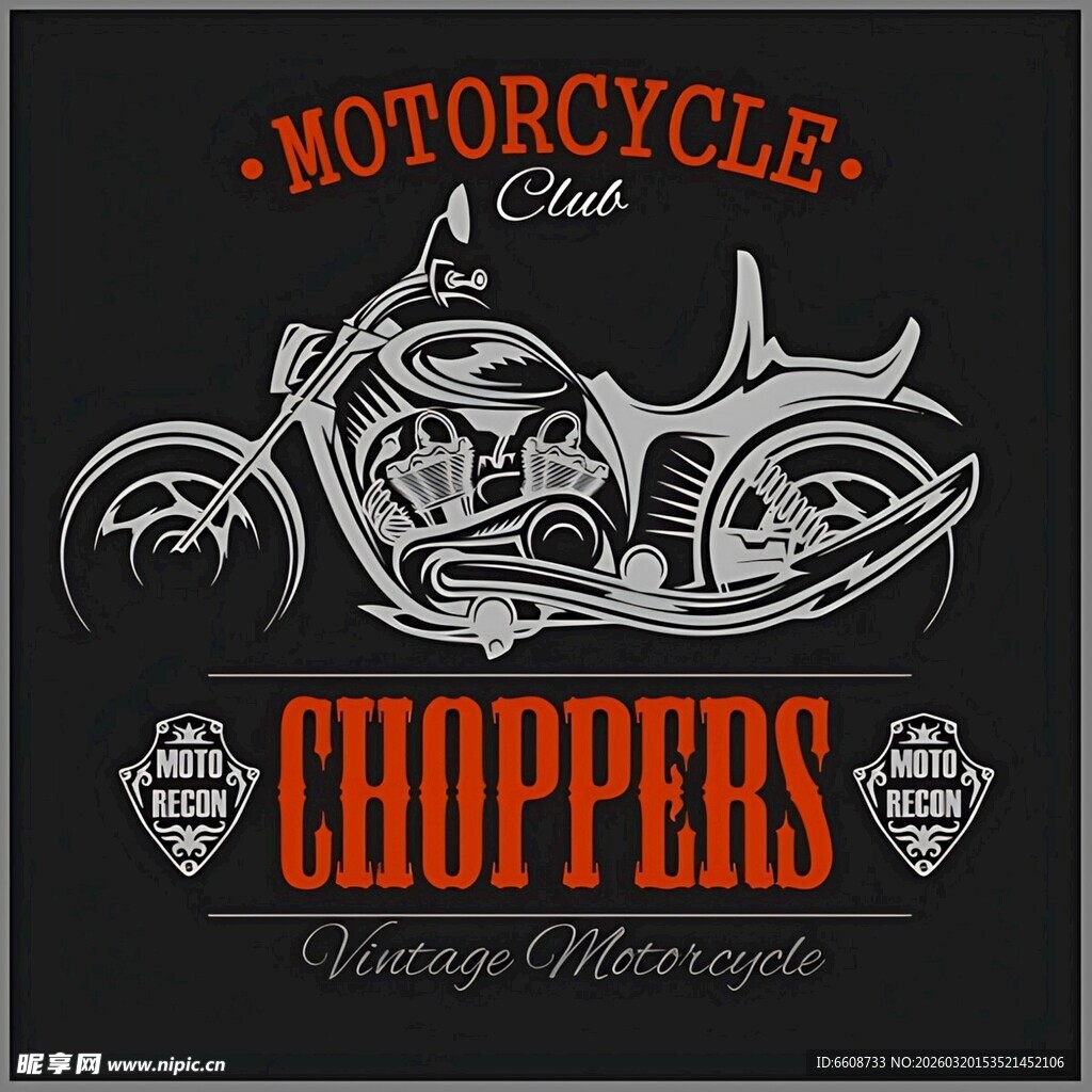 复古摩托车插画设计