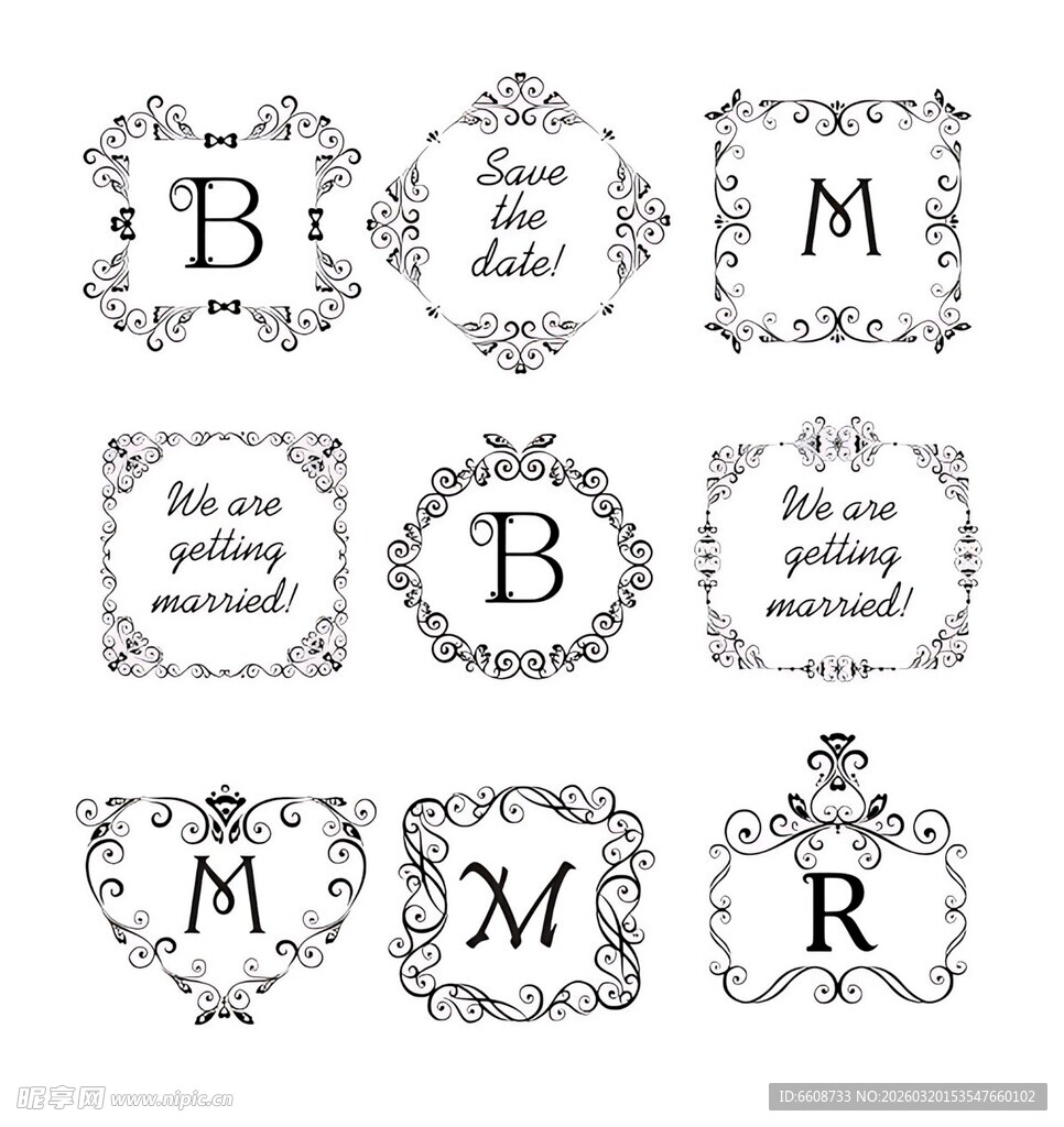 复古风格字母装饰图案