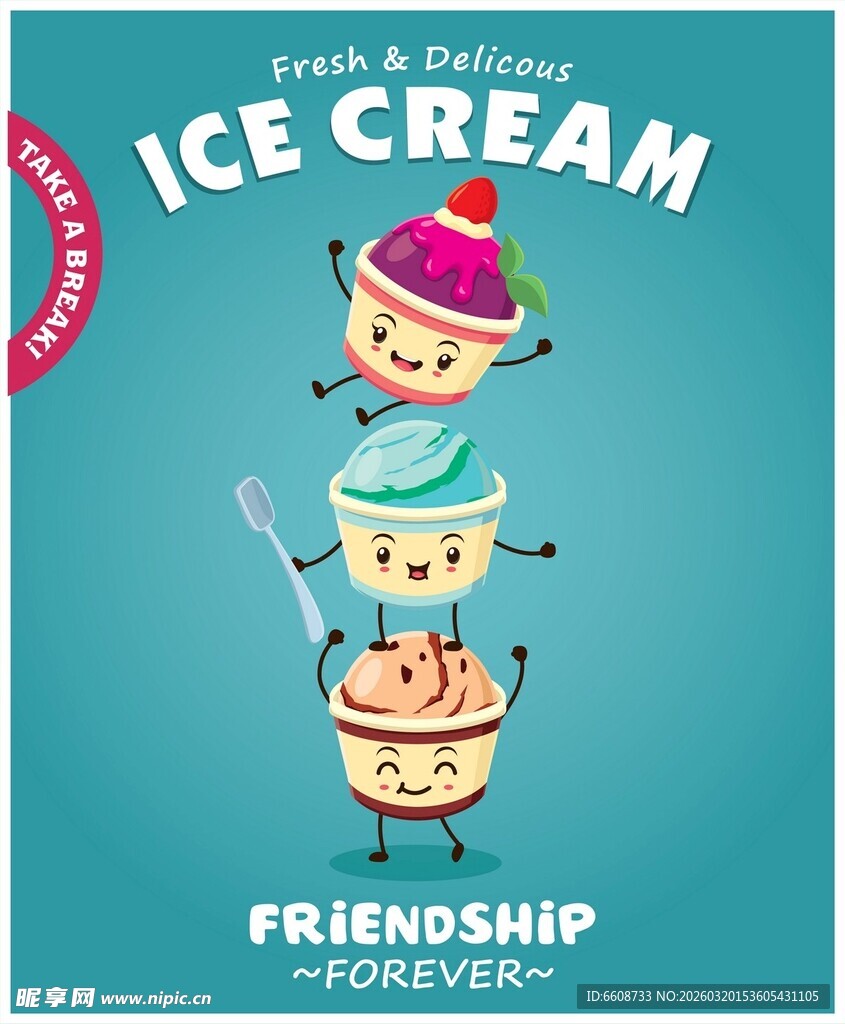 堆叠冰淇淋的友谊时刻