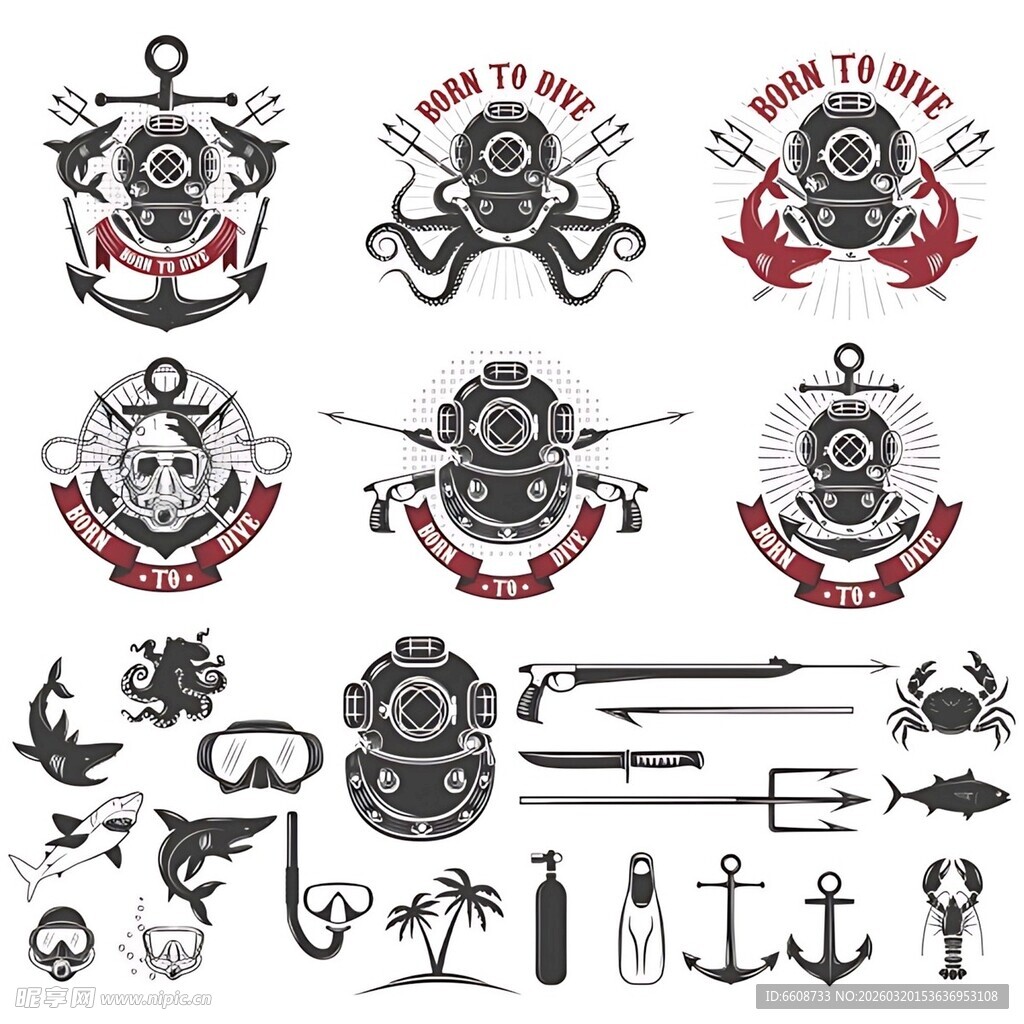 海洋风纹身图案设计素材