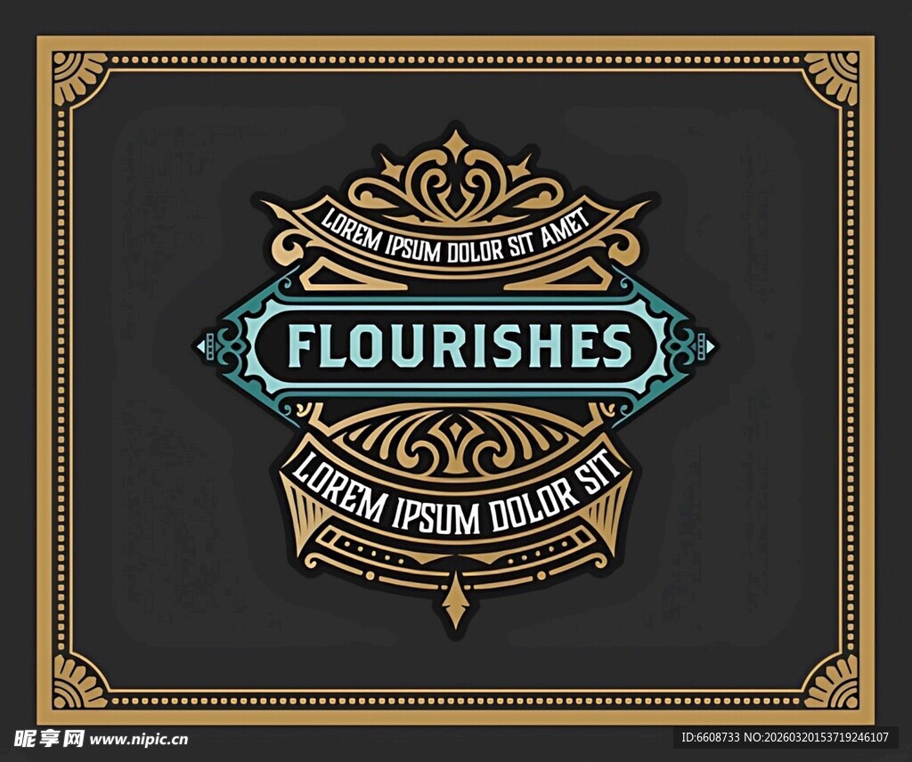 复古风格花卉装饰字体设计