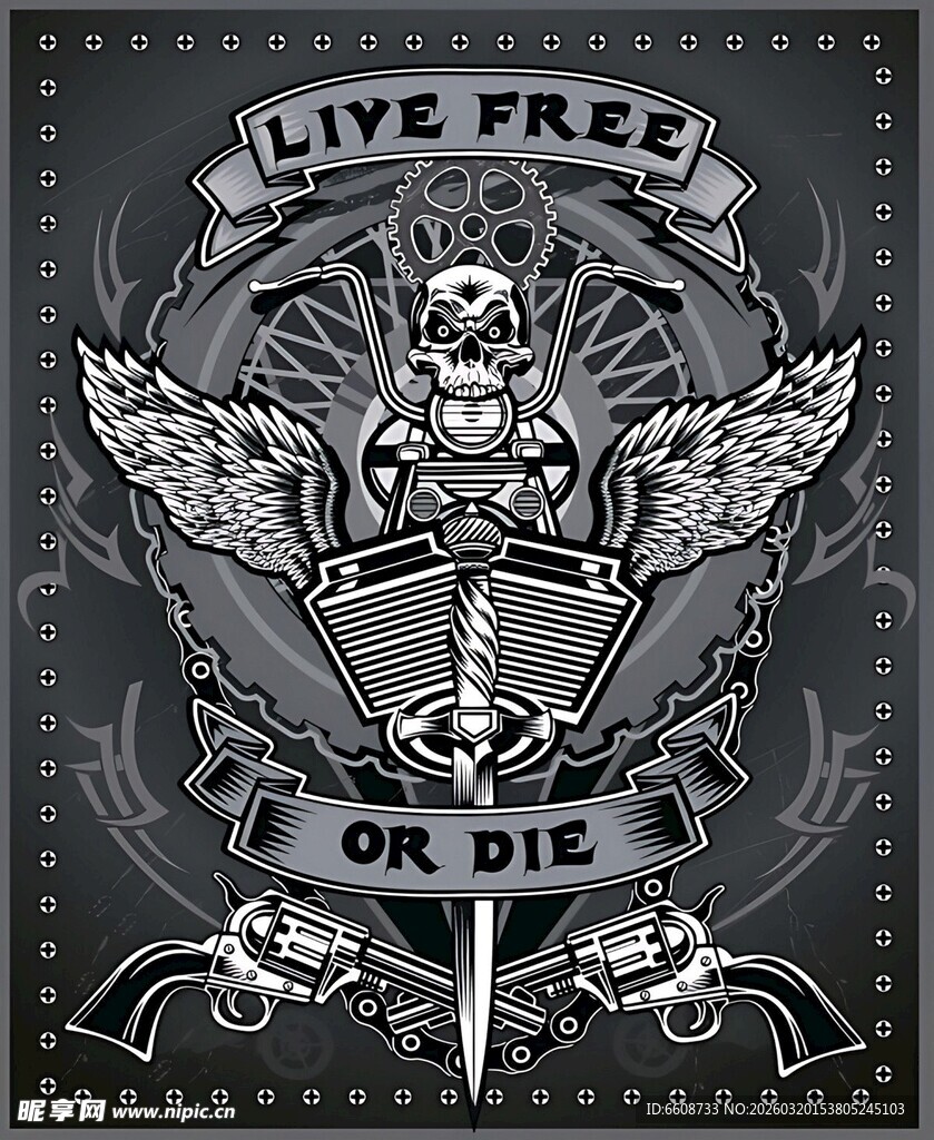 自由骑行主题机车酷炫图案