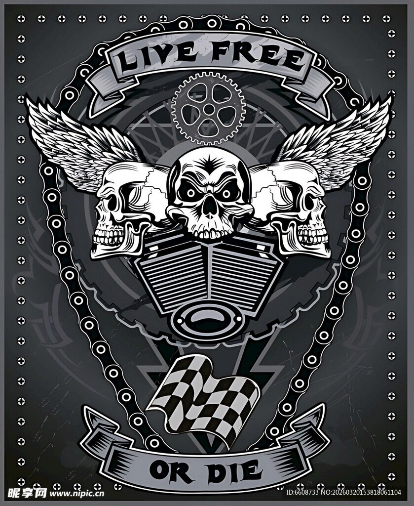 自由至上机车主题图案