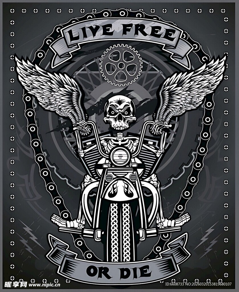 骷髅机车朋克风图案