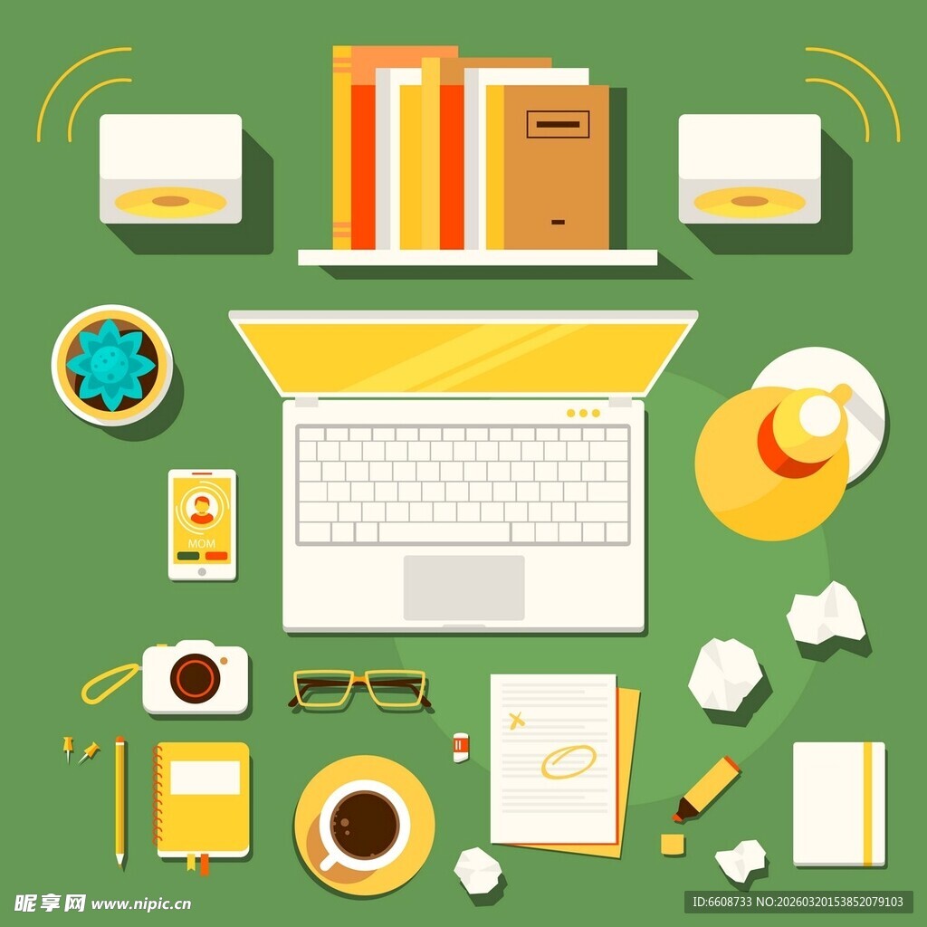 创意办公桌面布置场景