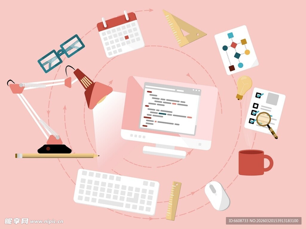 办公桌面场景创意工作时刻