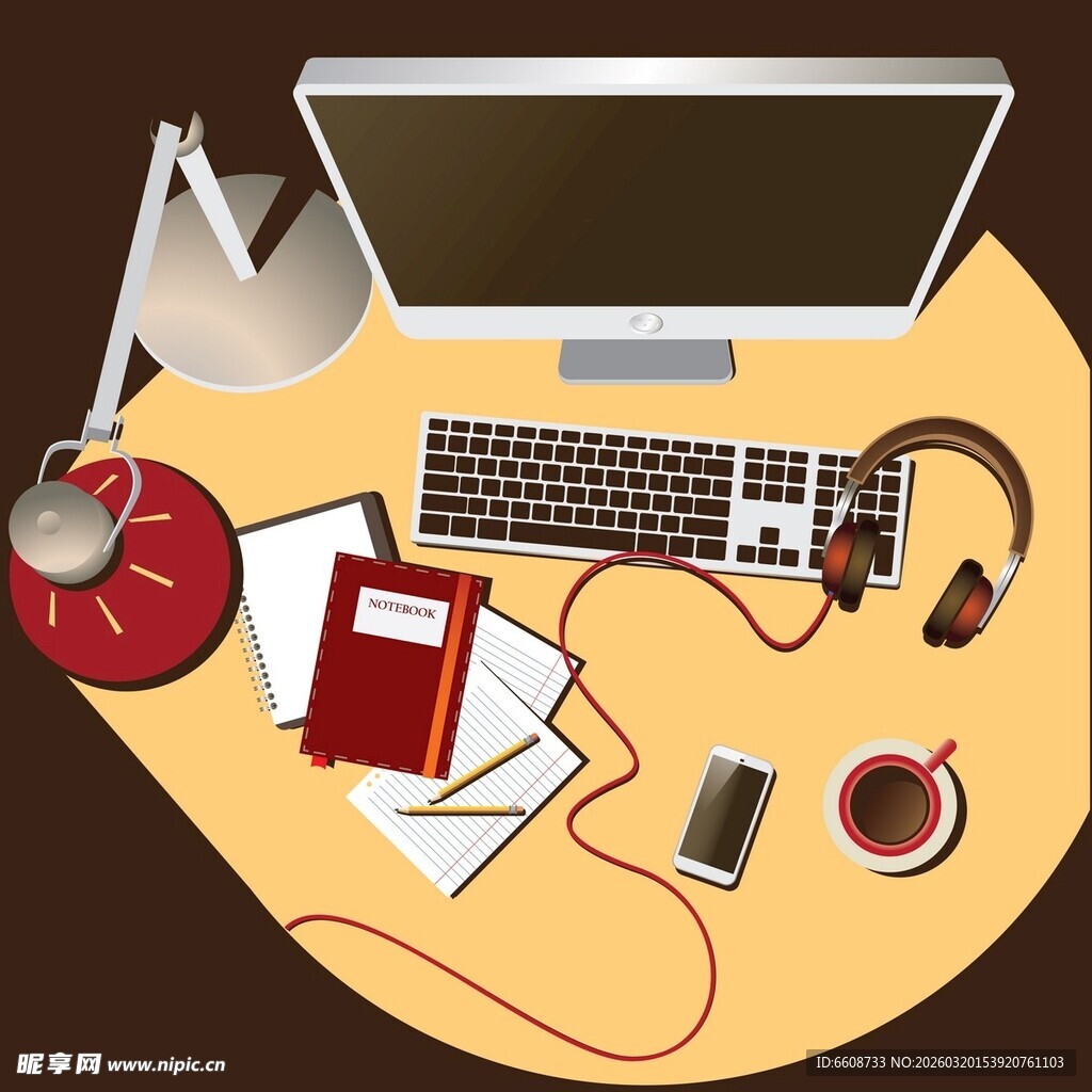 办公桌场景下的多样物品