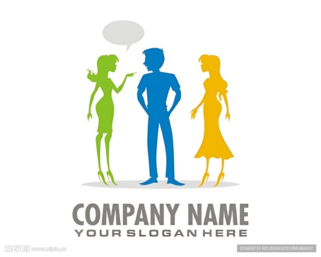 三人交流标志设计