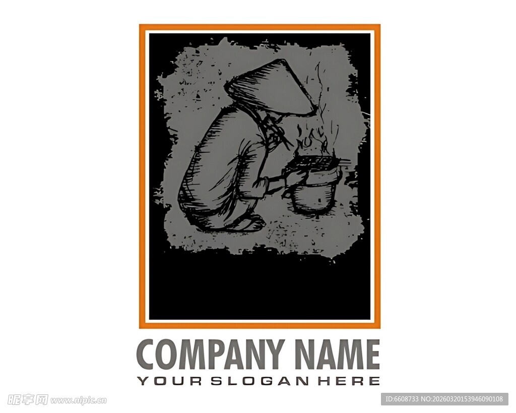 传统风格人物插画标志设计