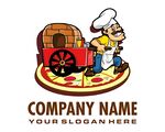 卡通厨师推烤炉标志设计
