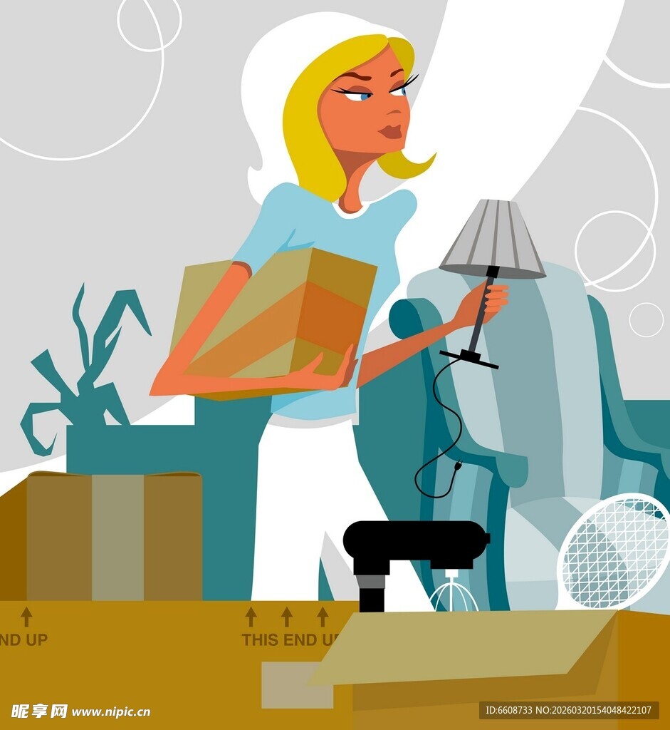 女子搬纸箱开启新生活