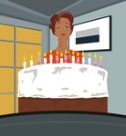 女孩面前的多彩蜡烛蛋糕