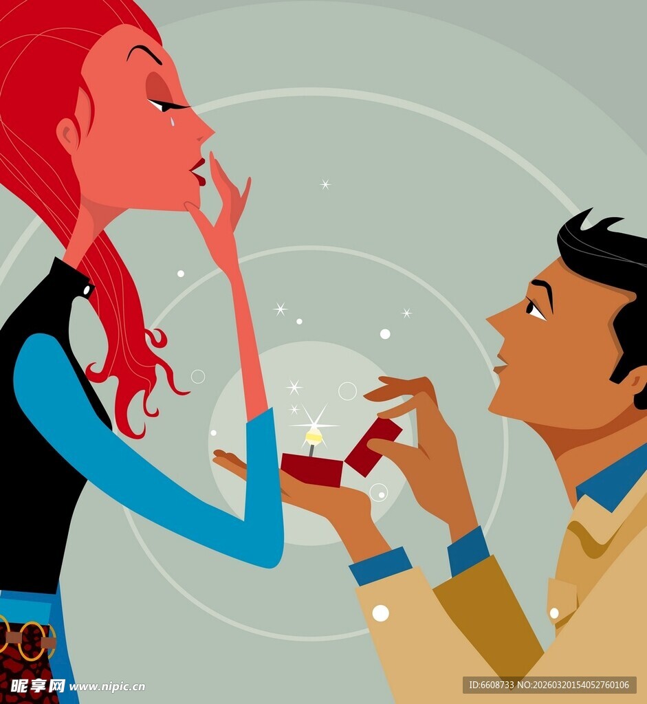 男子跪地向女子浪漫求婚