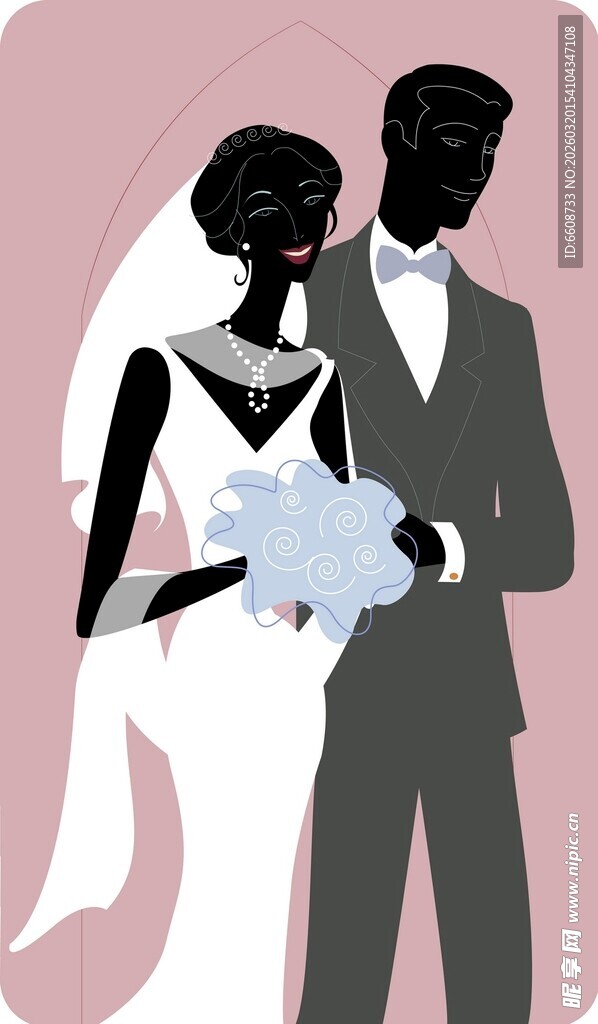 新婚夫妇剪影浪漫时刻