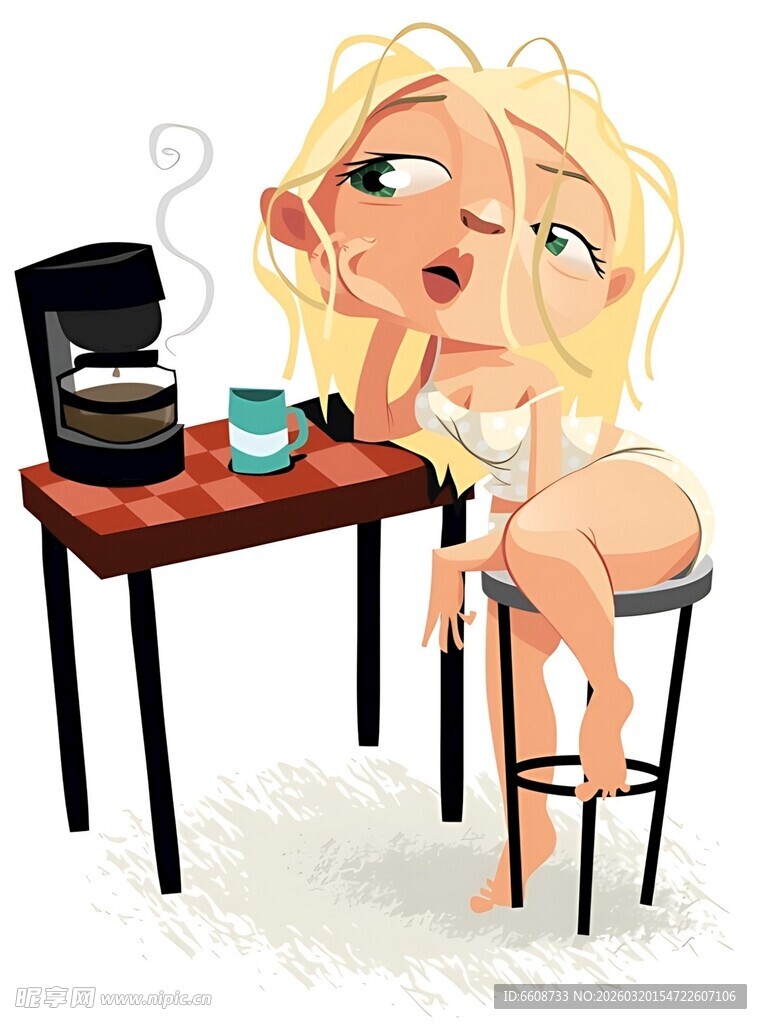 金发女子惬意享受咖啡时光