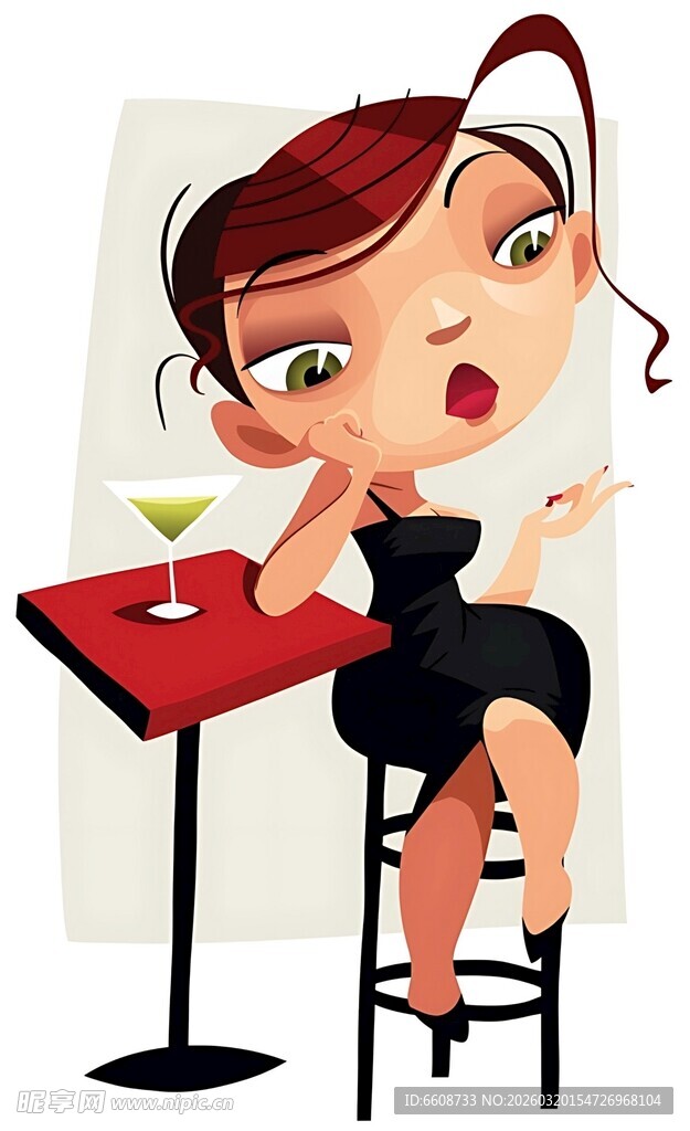 时尚女郎吧台优雅饮酒