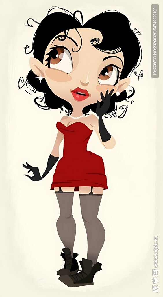 复古风格红衣卡通女孩