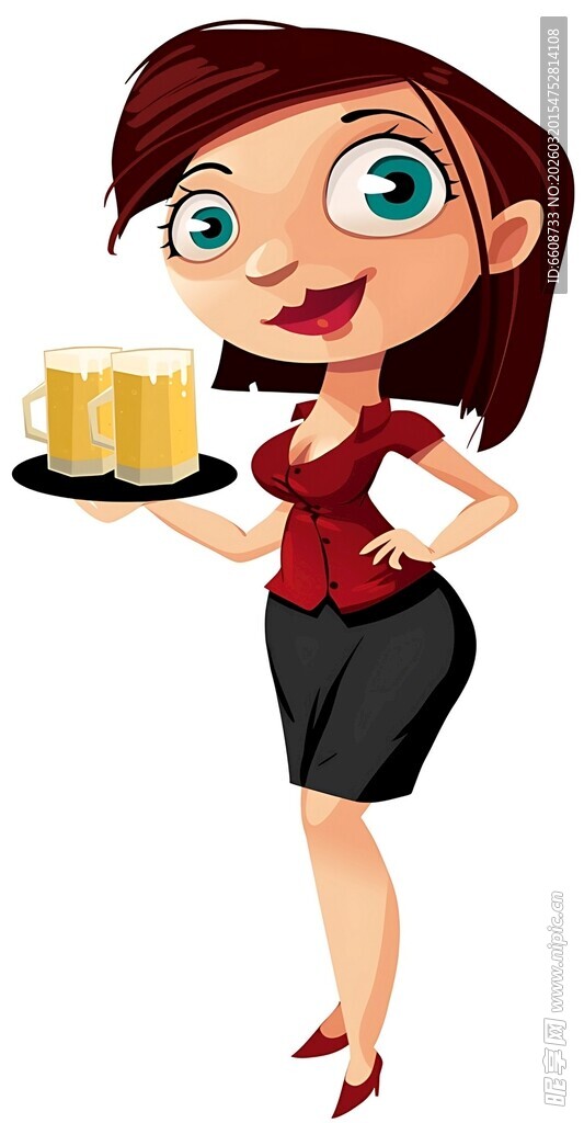 端饮品的可爱女服务员