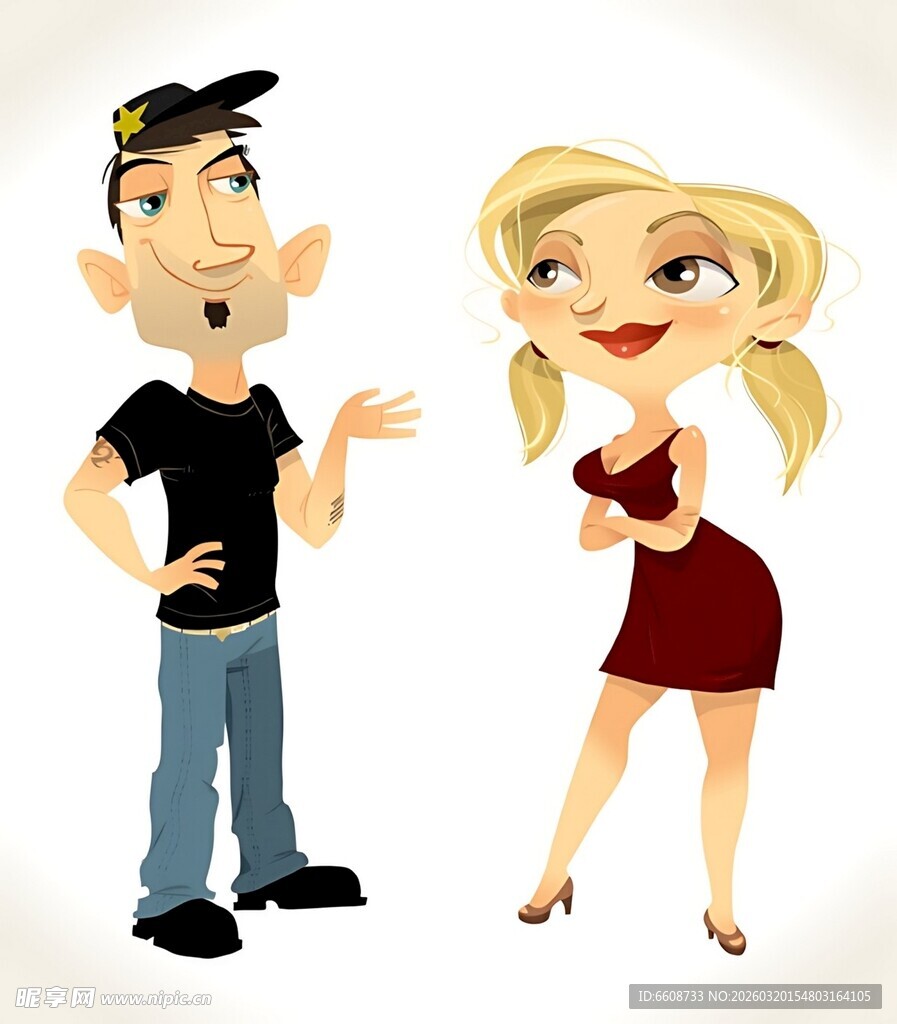卡通男女互动场景