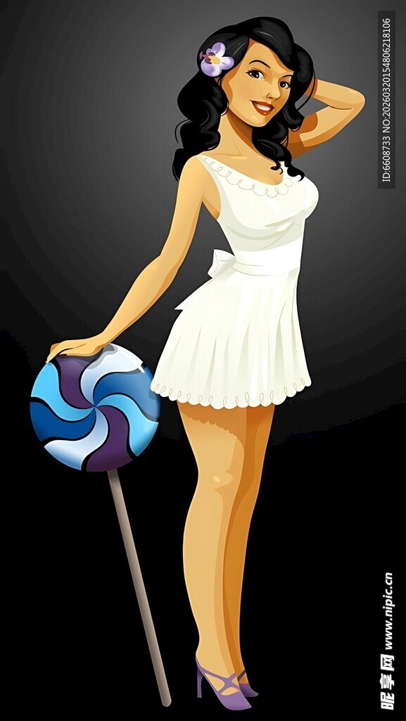 手持棒棒糖的时尚女郎