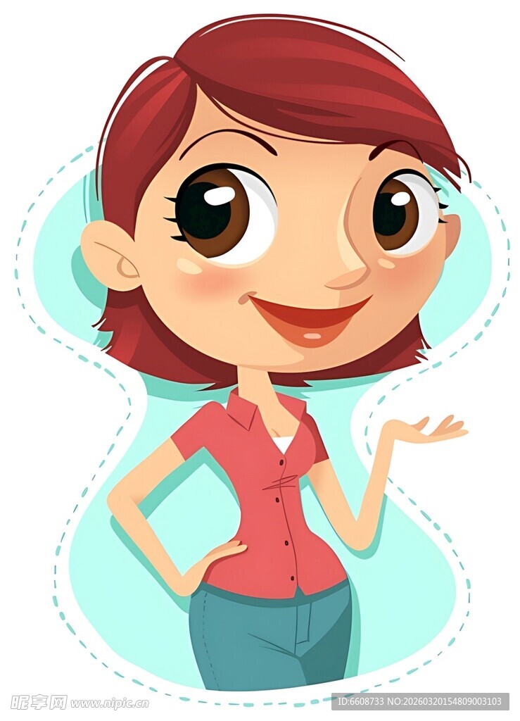 微笑女孩伸手展示