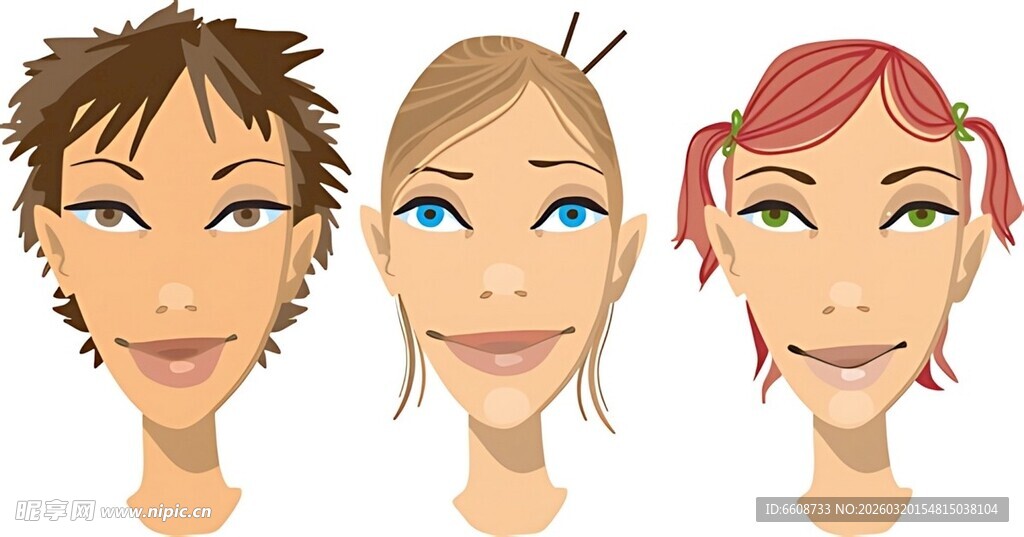 三张风格独特的女性头像