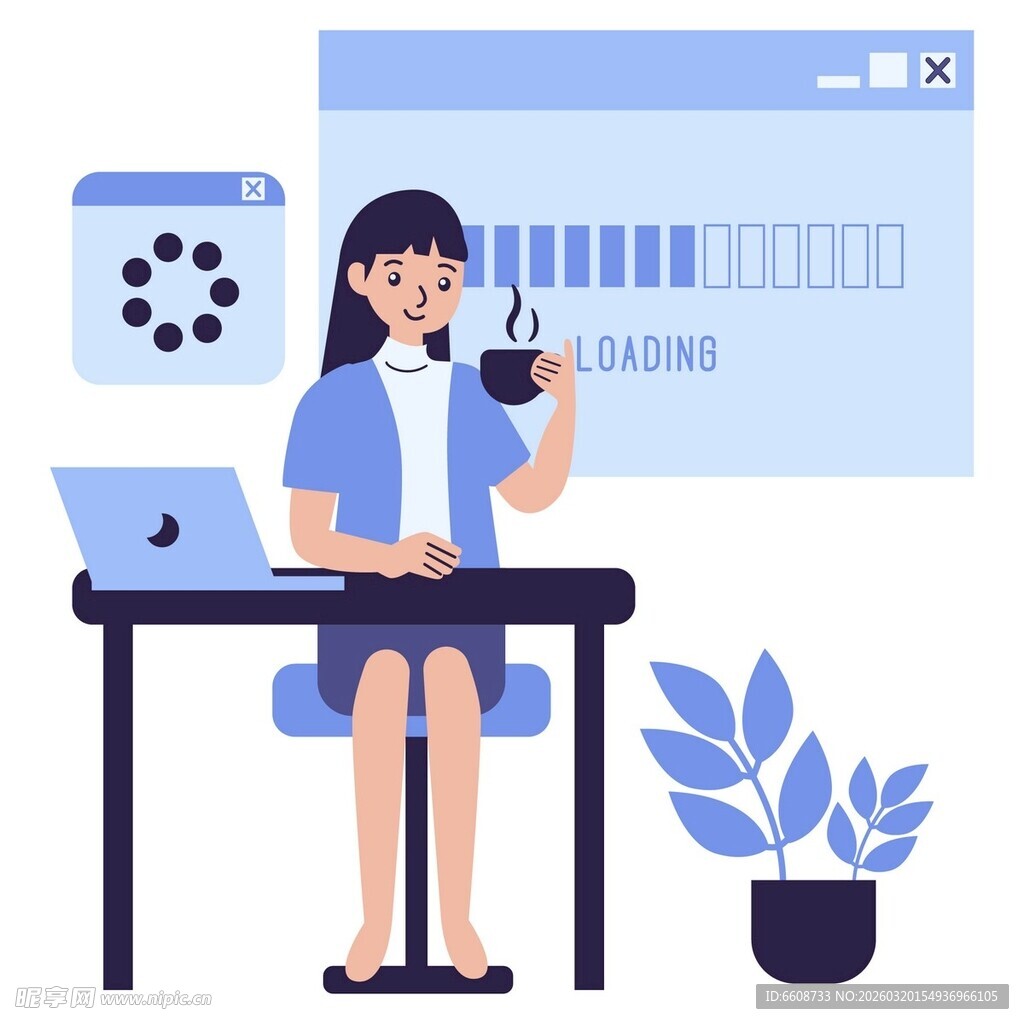 女性远程办公场景