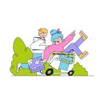 户外欢乐骑行的人们