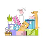 堆满杂物的办公角落