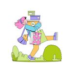 背着重物前行的卡通角色