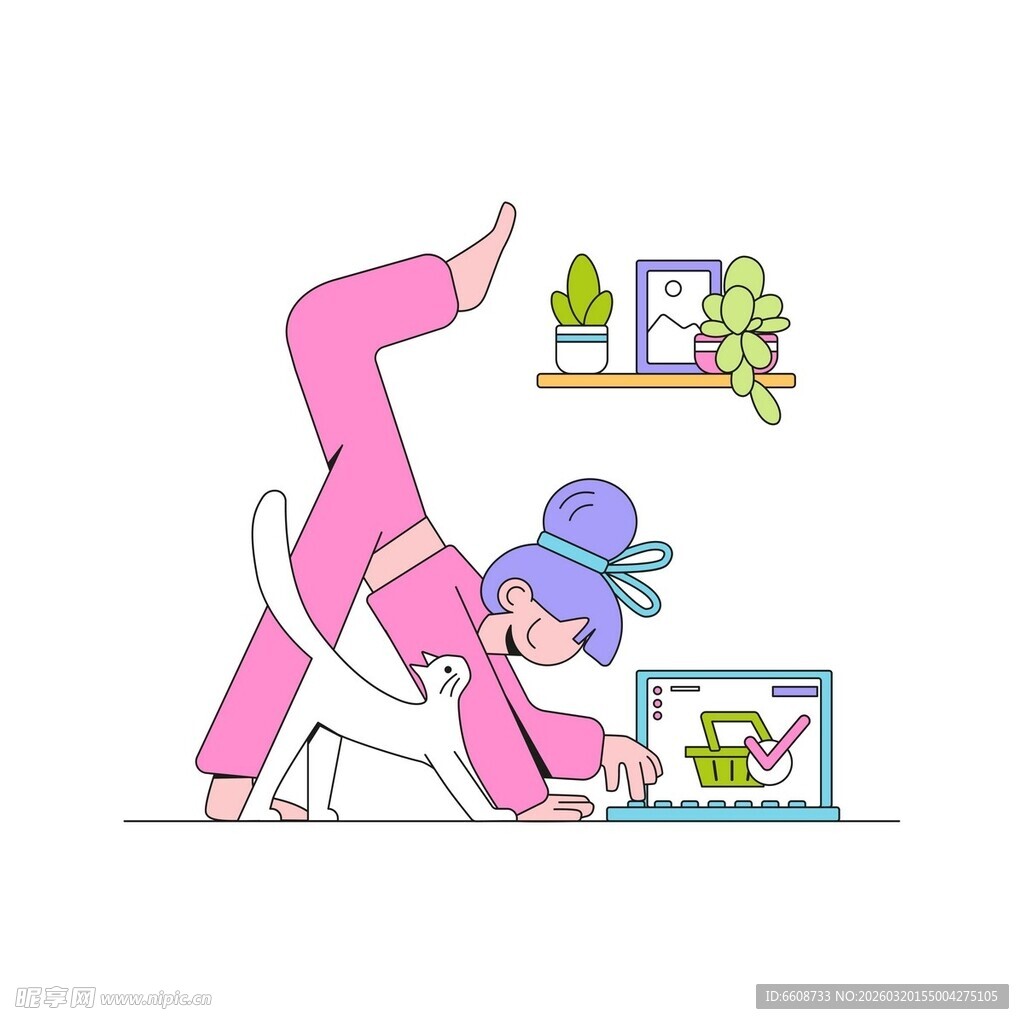 女孩家中做瑜伽高难度动作