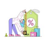 女子挑选折扣商品