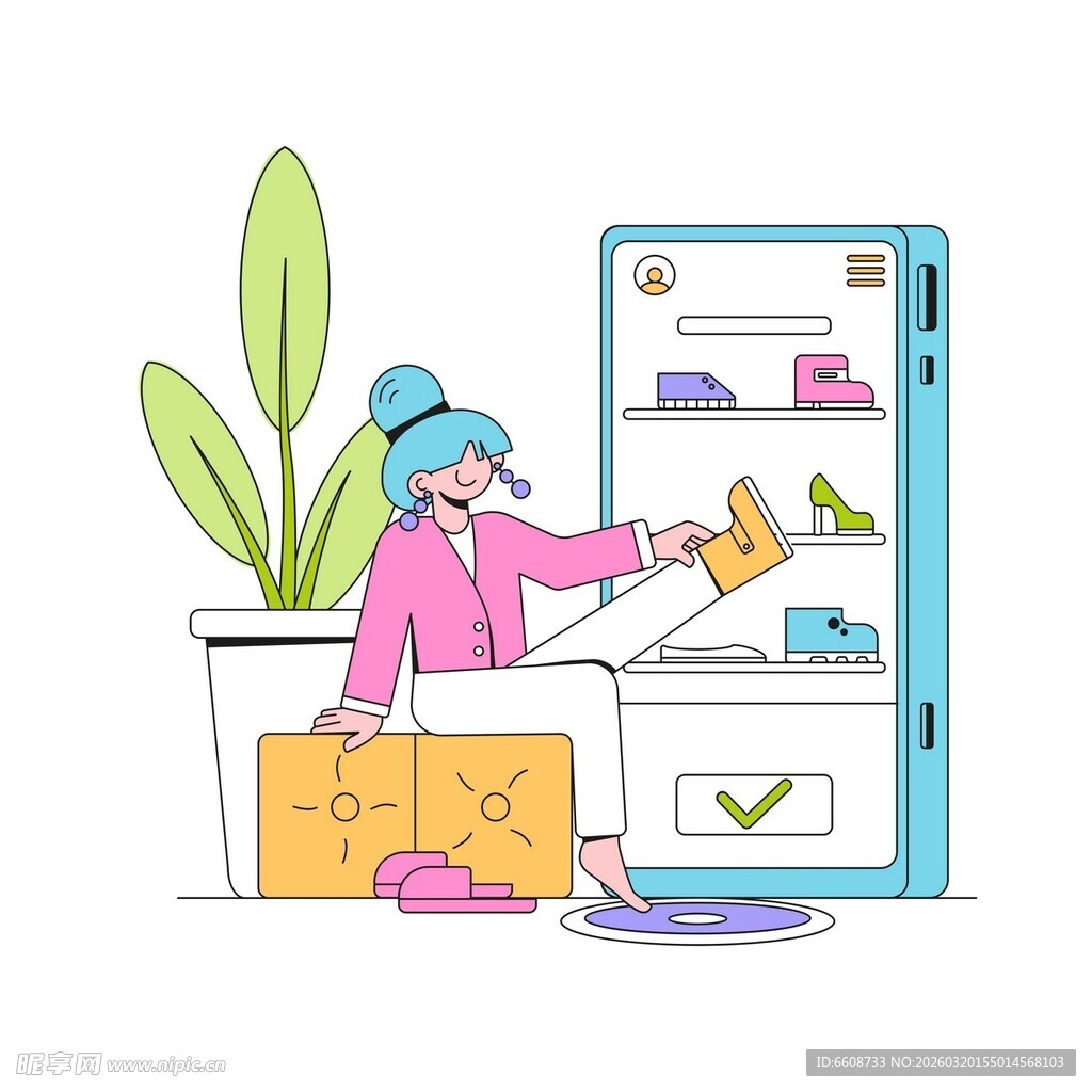 女子整理冰箱内物品