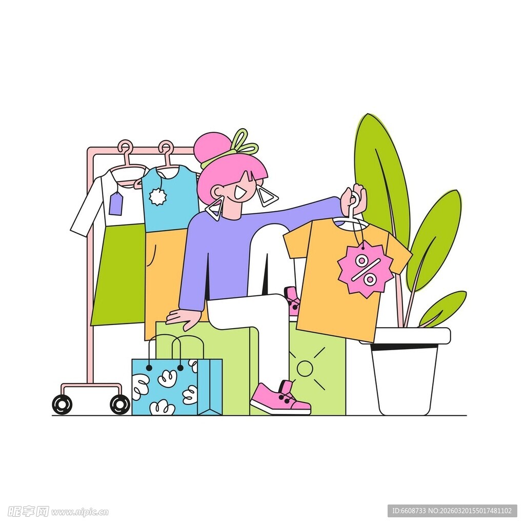 家庭洗衣场景插画