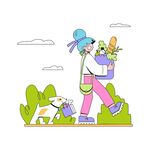 女子带宠物购物欢乐行