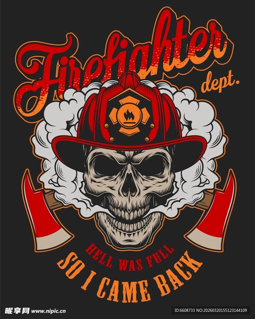 火焰骷髅消防员主题设计