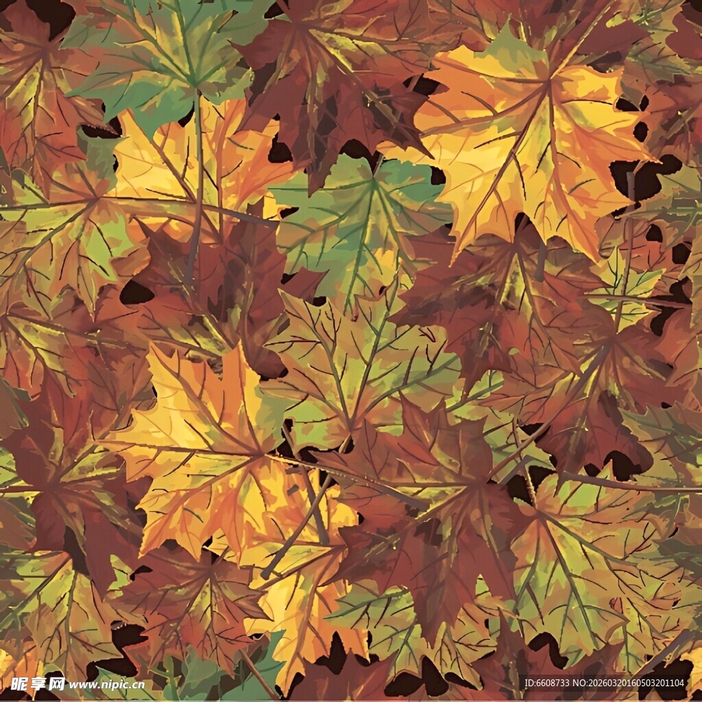 秋日斑斓枫叶纹理图案