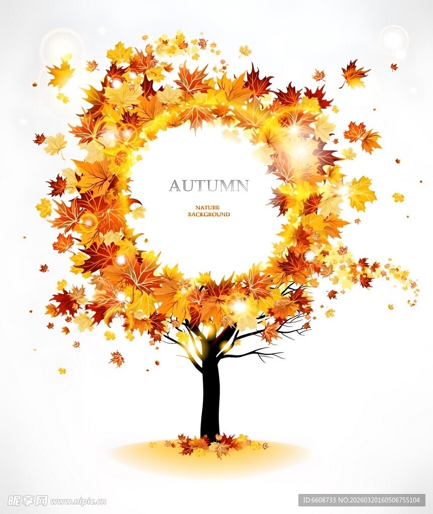 秋季心形树叶装饰树